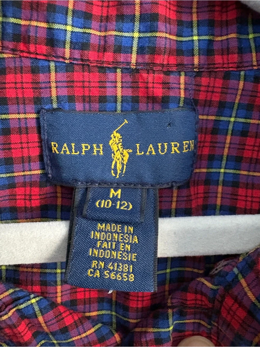 Ralph Lauren Boys Red Plaid Long Sleeve Button-Down Shirt M (10-12)